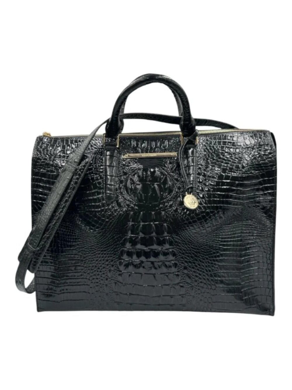 Brahmin Melbourne Large Leather Laptop Business Tote Black - Picture 3 of 8